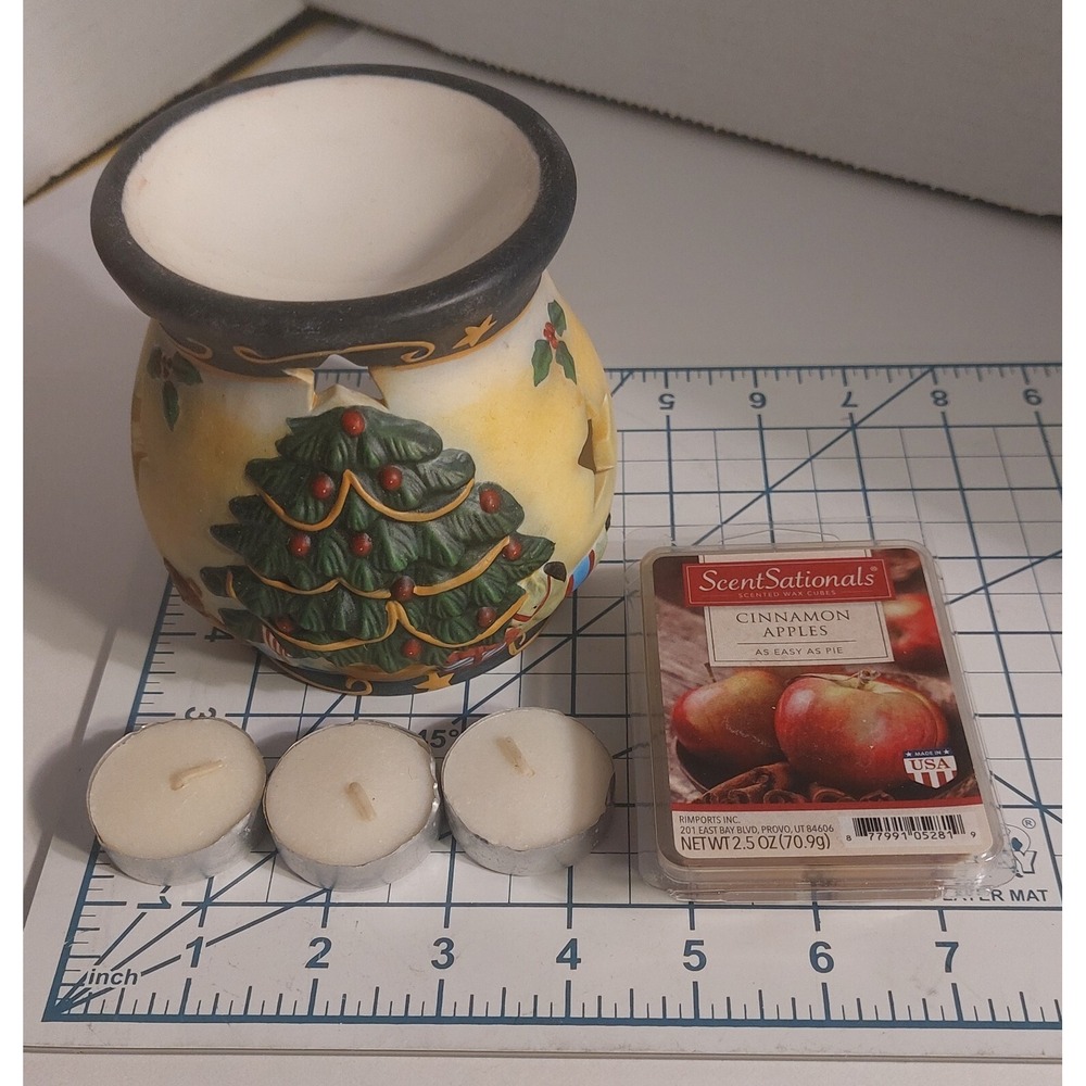 Lang Candles Xmas Wax Melt Warmer Pot Holiday Treasures Susan Winget + Extras!